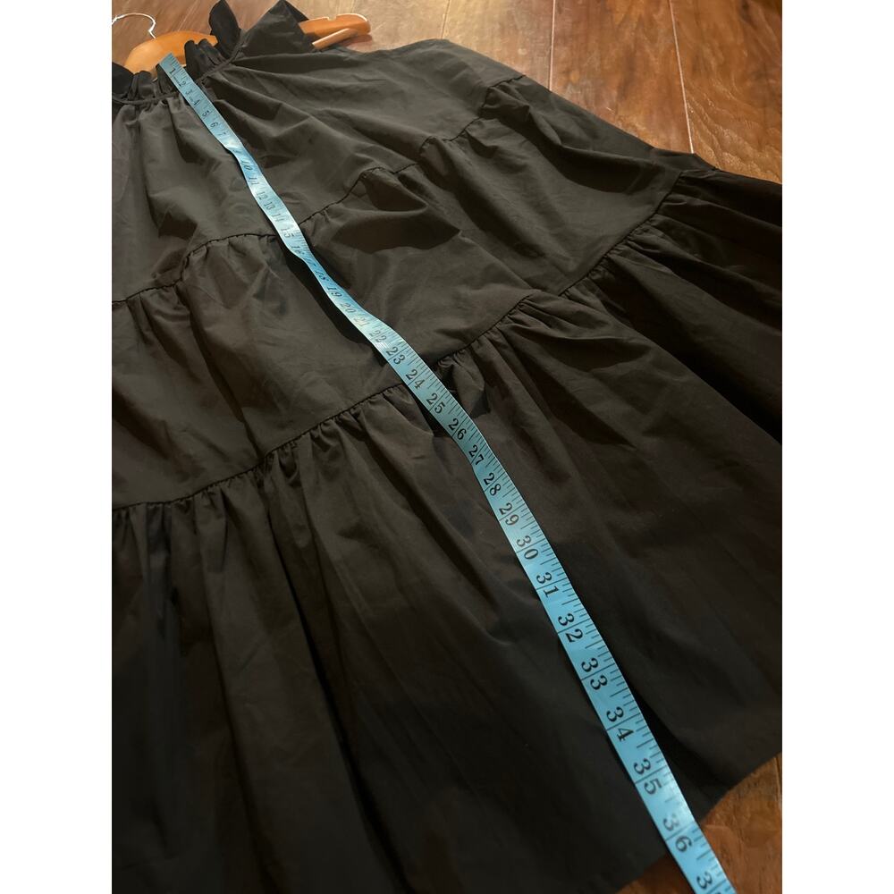 MONICA NERA Tiered Dress FEMININE SUSTAINABLE FASH Cotton NWT Sz XL Black Poplin - Picture 9 of 9